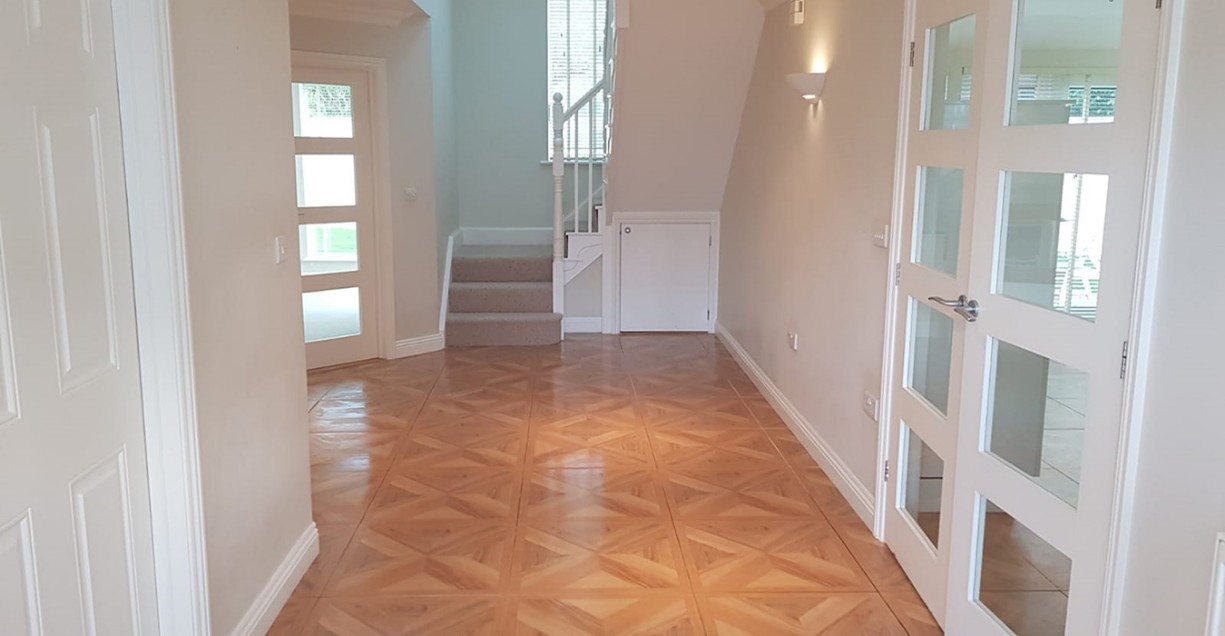 Shiny polished hallway floor