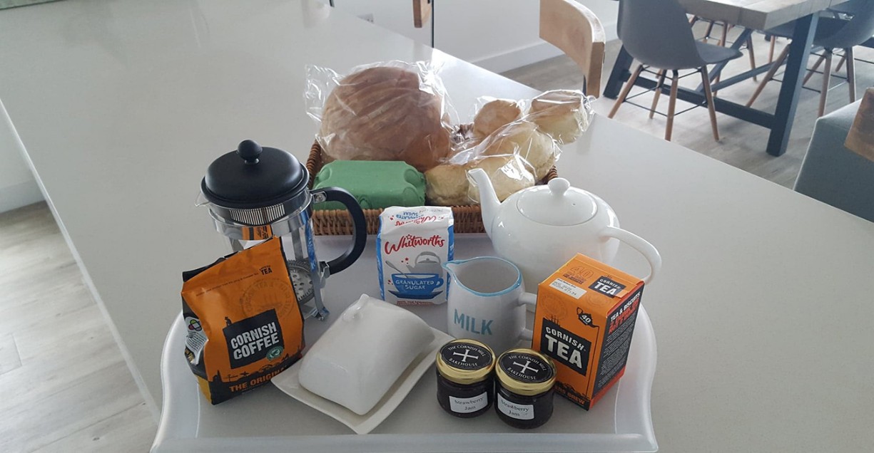 Fresh welcome pack breakfast for holiday home guests