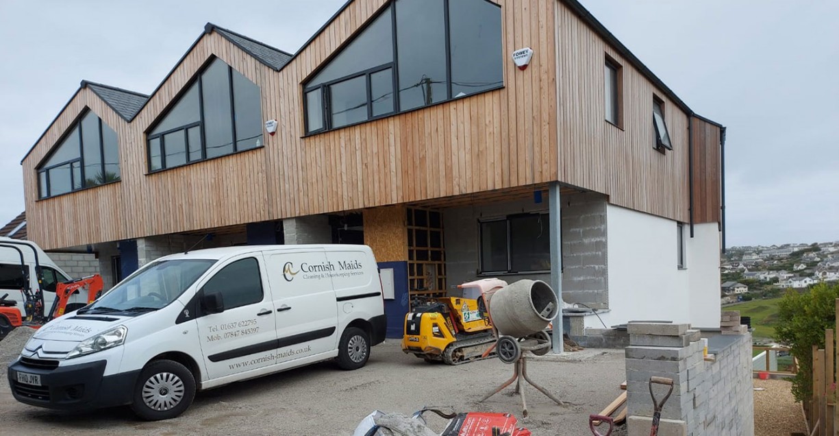 Cornish maids van on building site